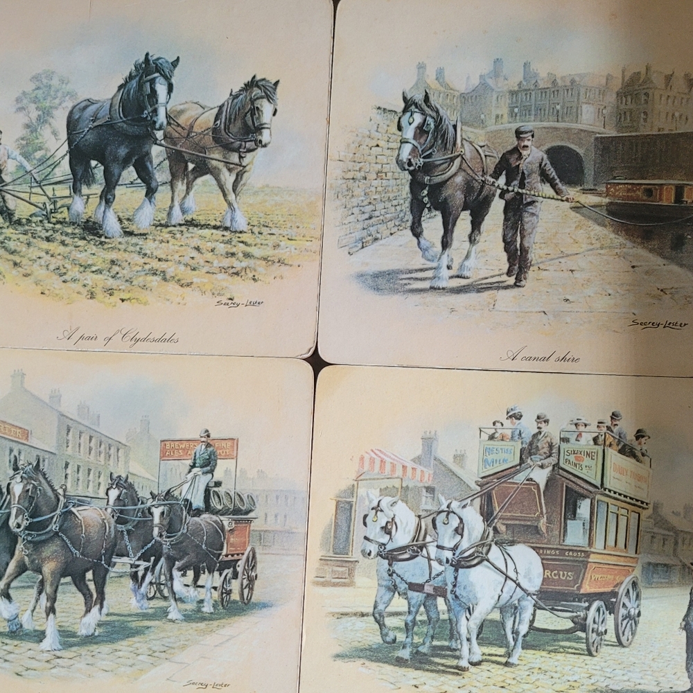 Vintage Seerey Lester Horse-Drawn Carriage Placemats Set Of 4 - Picture 1 of 7